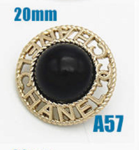 Designer Buttons Vintage Designer Black & Gold Detailed Button STAMPED
