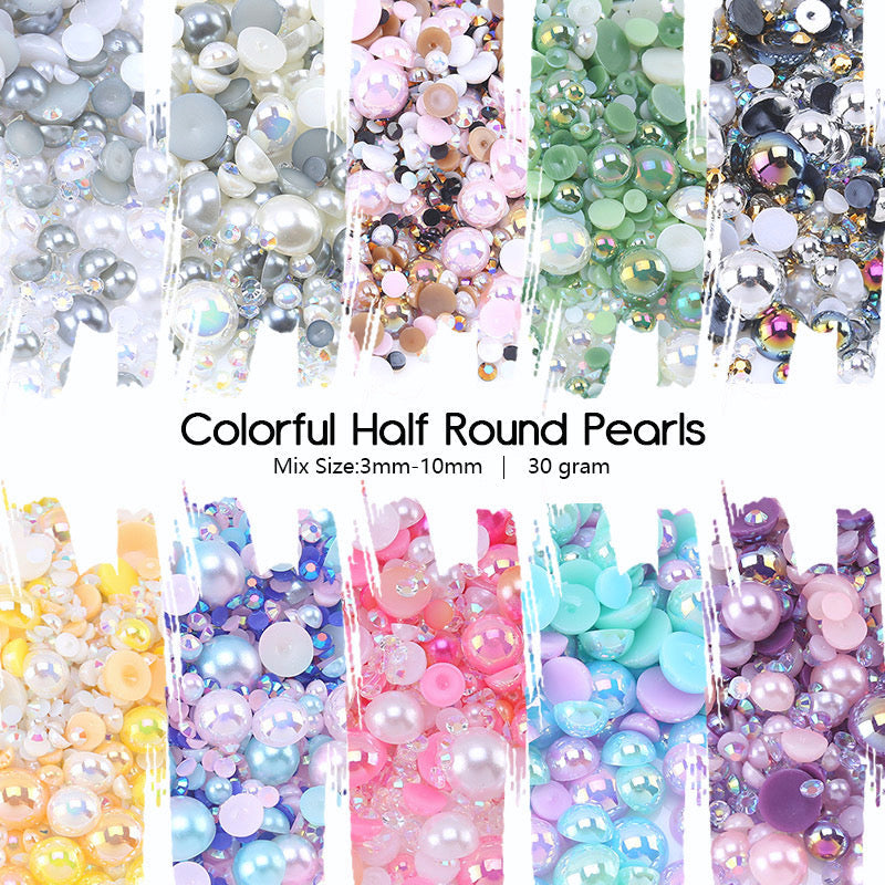 Mix rhinestone and pearls 3mm-10mm
