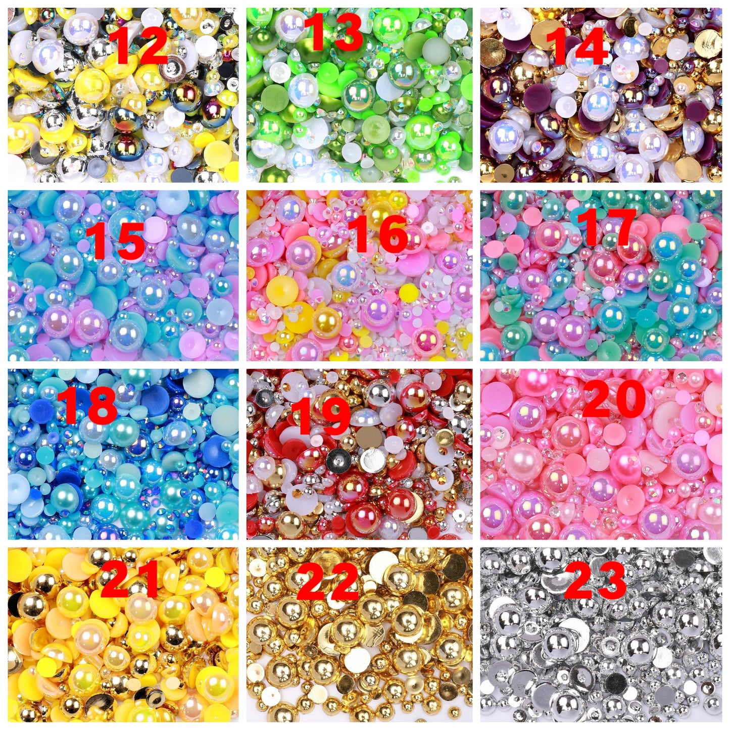 Mix rhinestone and pearls 3mm-10mm