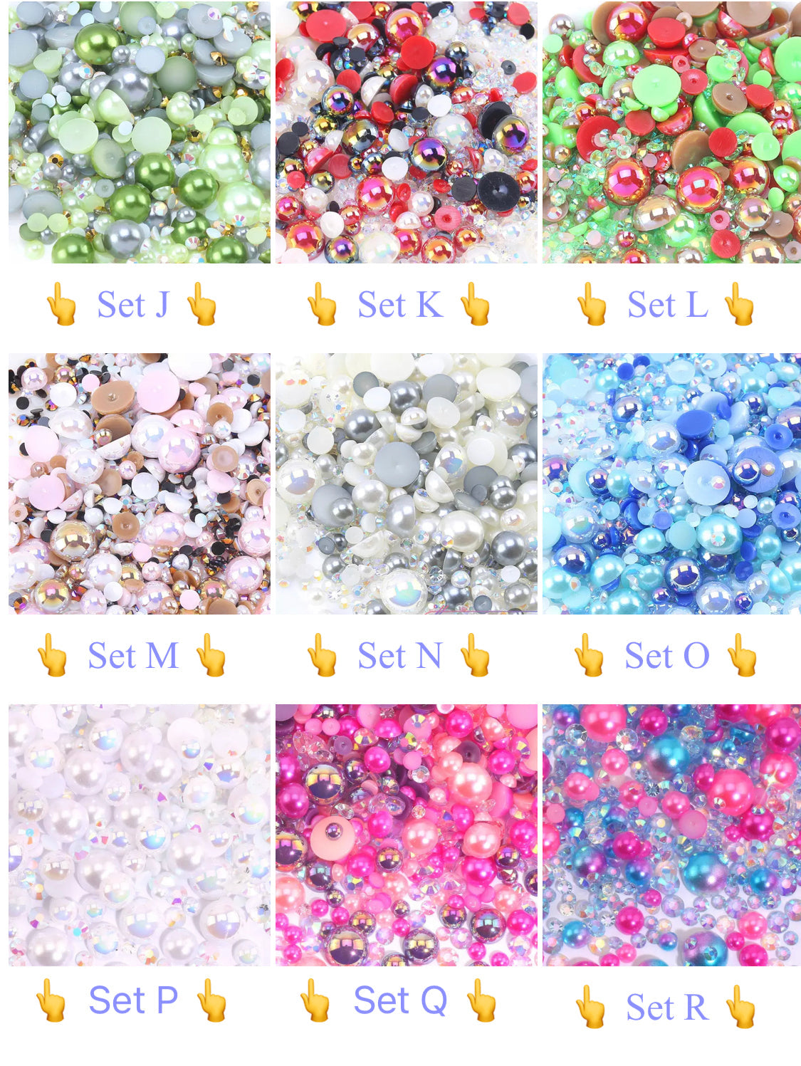 Mix rhinestone and pearls 3mm-10mm