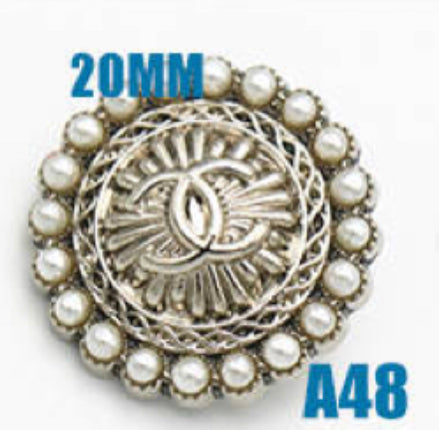 Designer Buttons Vintage Designer Black & Gold Detailed Button STAMPED