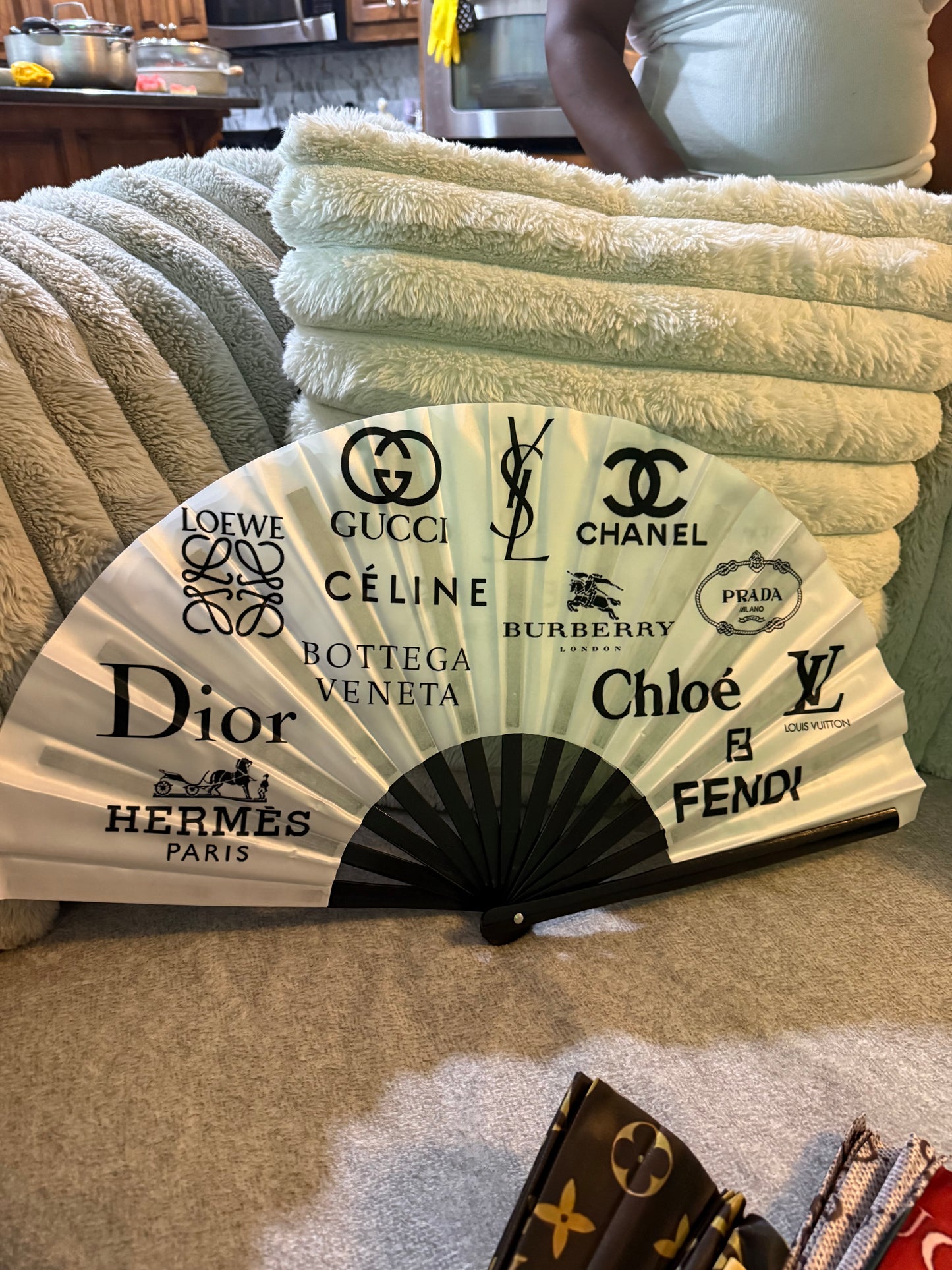Rave Fan Luxury Designer Inspired Hand Fan Rave Fan Festival Fan Large Rave Fan Folding Fan Large Hand Fan for Festivals