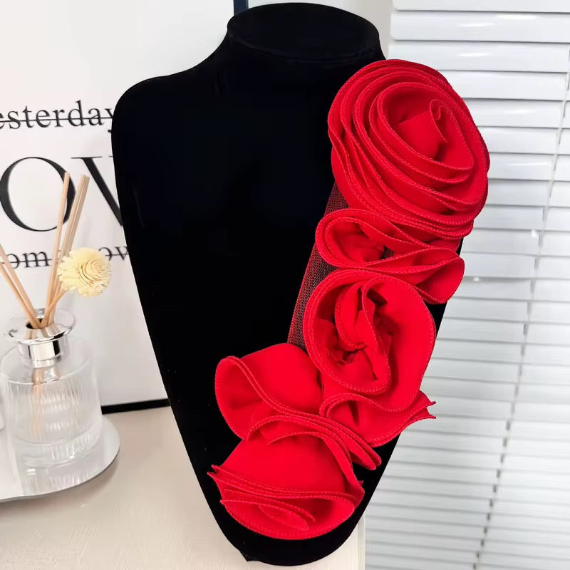 Ruffle Edges 3D Flower Applique for Evening Party Gown Costume Decoration Sewing on Flower Patches for Handcraft Project Sewing Craft Supply