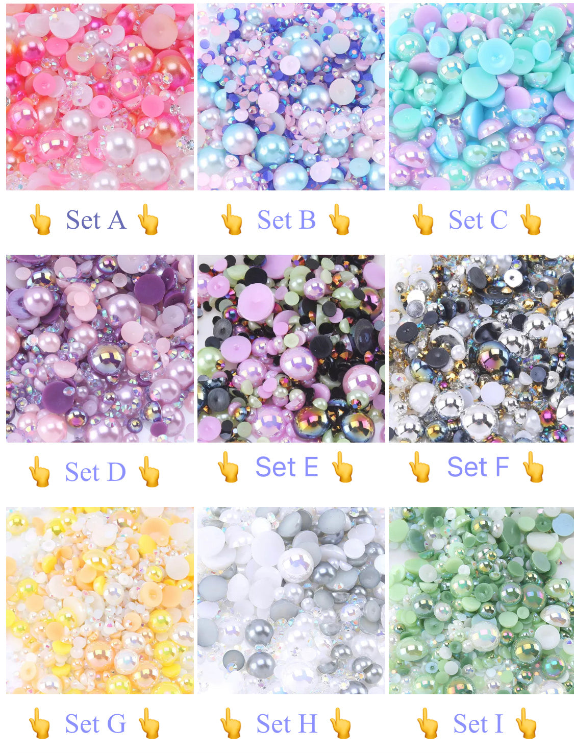Mix rhinestone and pearls 3mm-10mm