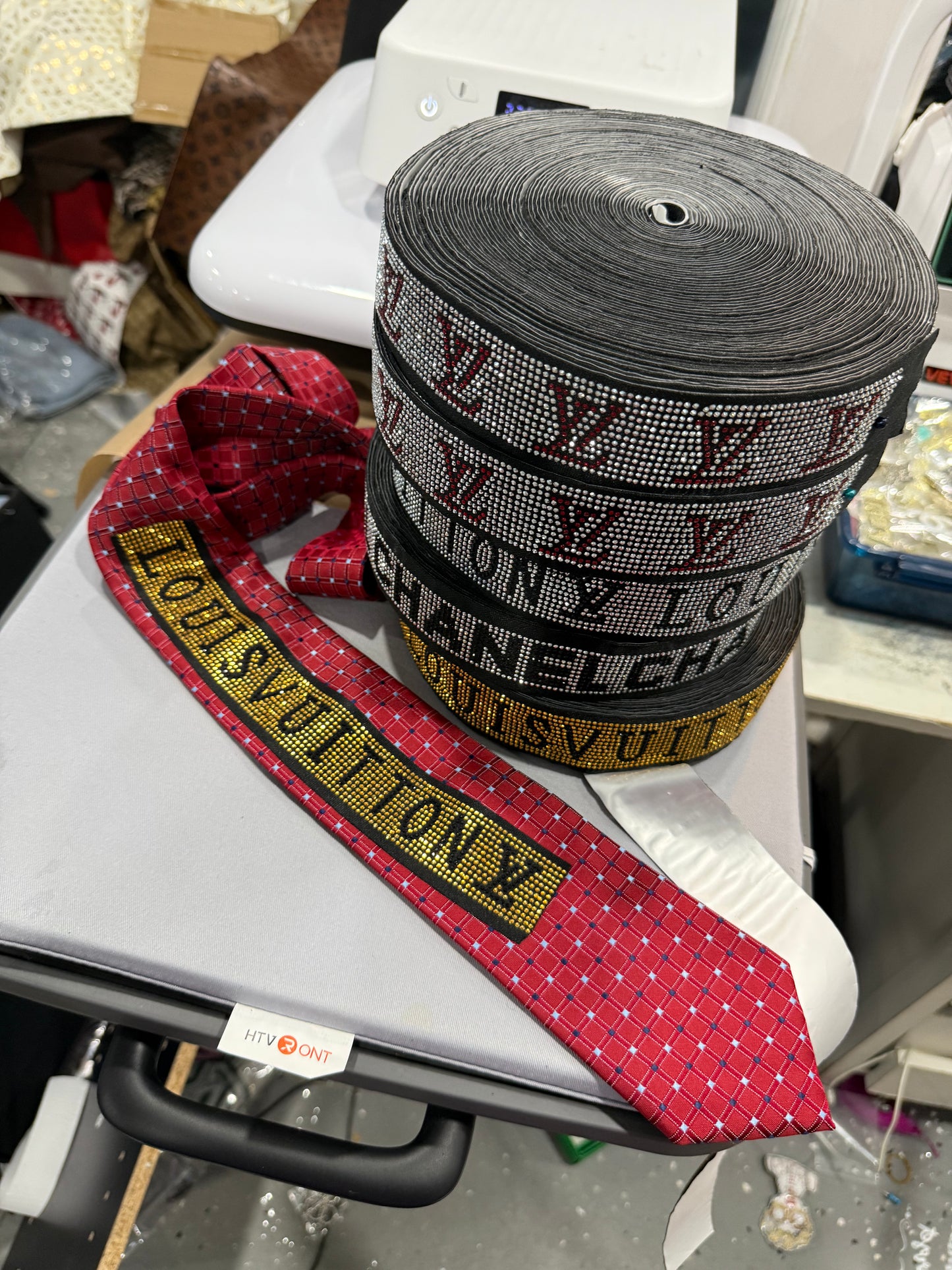 Iron on Ribbon Please peel the white in the back off before ironing