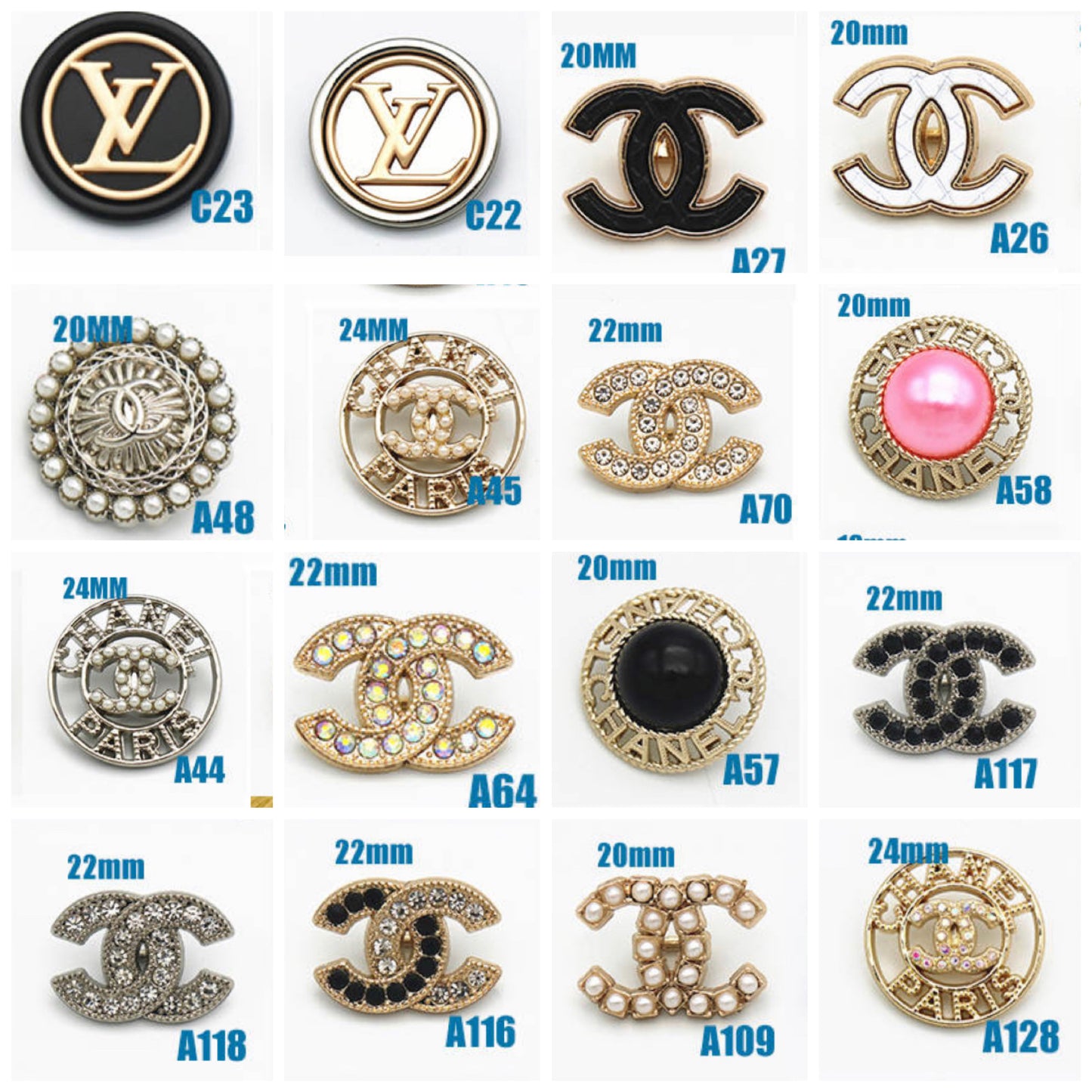 Designer Buttons Vintage Designer Black & Gold Detailed Button STAMPED