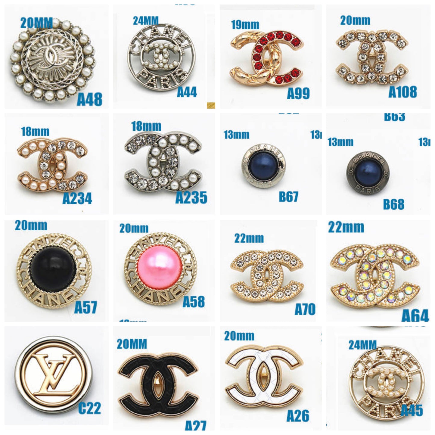Designer Buttons Vintage Designer Black & Gold Detailed Button STAMPED