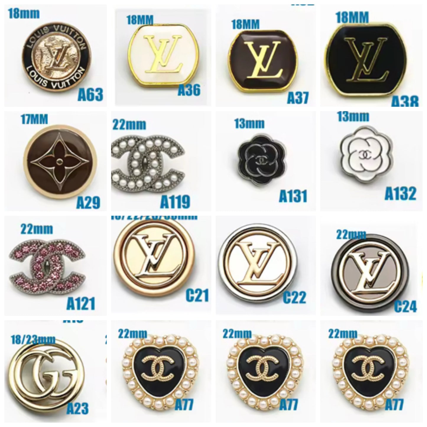 Designer Buttons Vintage Designer Black & Gold Detailed Button STAMPED