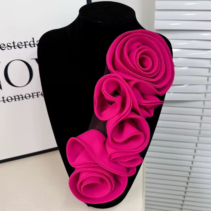 Ruffle Edges 3D Flower Applique for Evening Party Gown Costume Decoration Sewing on Flower Patches for Handcraft Project Sewing Craft Supply