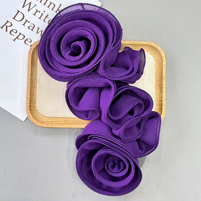 Ruffle Edges 3D Flower Applique for Evening Party Gown Costume Decoration Sewing on Flower Patches for Handcraft Project Sewing Craft Supply