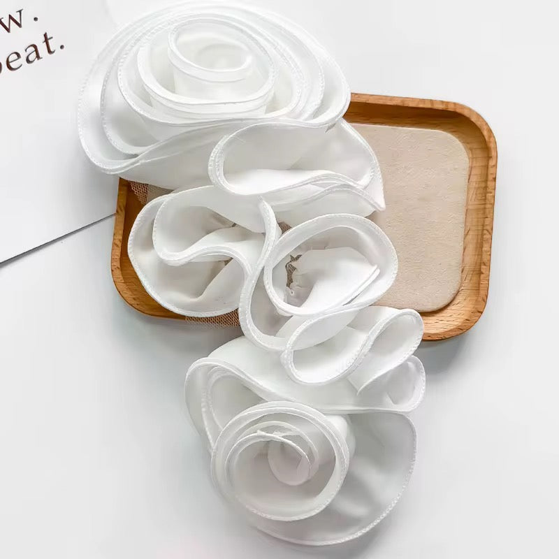 Ruffle Edges 3D Flower Applique for Evening Party Gown Costume Decoration Sewing on Flower Patches for Handcraft Project Sewing Craft Supply