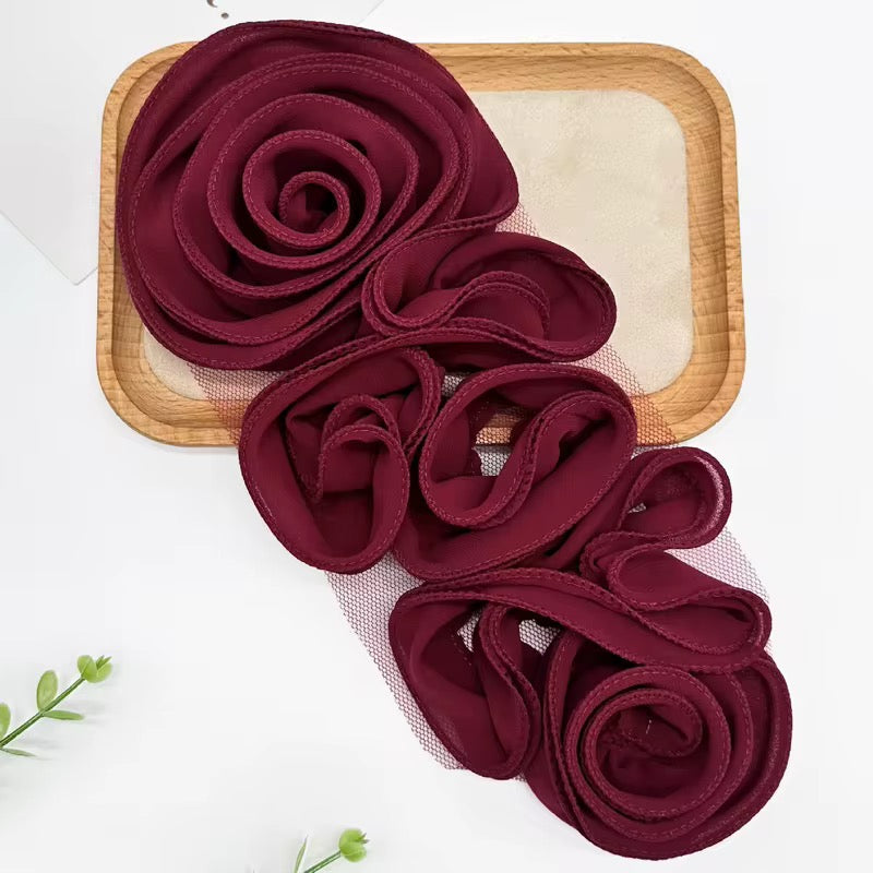 Ruffle Edges 3D Flower Applique for Evening Party Gown Costume Decoration Sewing on Flower Patches for Handcraft Project Sewing Craft Supply