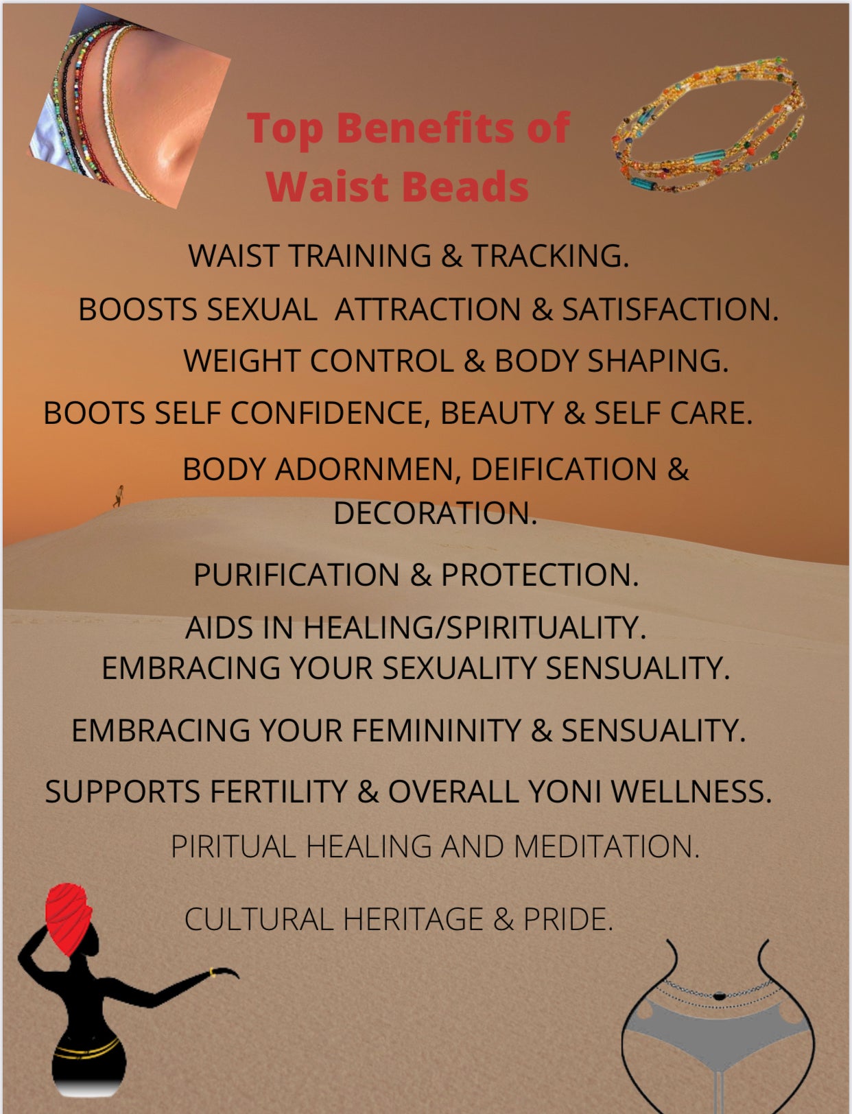 Authentic African Waist beads From (Togo, Mali, Senegal Ghana, Burkina Faso)