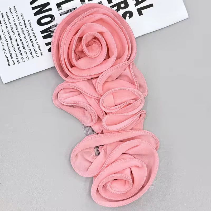 Ruffle Edges 3D Flower Applique for Evening Party Gown Costume Decoration Sewing on Flower Patches for Handcraft Project Sewing Craft Supply