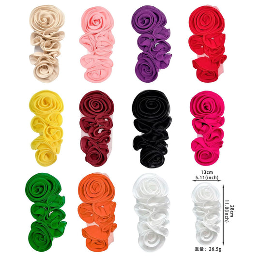 Ruffle Edges 3D Flower Applique for Evening Party Gown Costume Decoration Sewing on Flower Patches for Handcraft Project Sewing Craft Supply