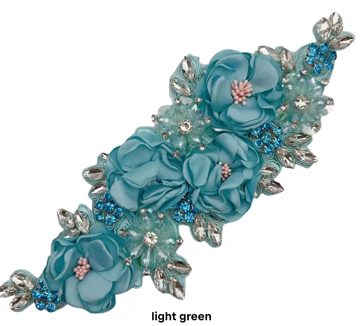 Generic 1Pcs Handcraft 3D Flower Rhinestone Beaded Applique Wedding Dress Headband Sewing DIY