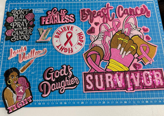 Pink Power Survivor – Breast Cancer Awareness Bling Patch Bundle
