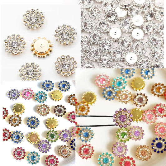 Flower Shape Stones Booti Pack, Sequence work Stone Buti Craft Stone Flower for Embroidery Clothes, Blouse, Dress Décor 12 mm Supply 200 pcs
