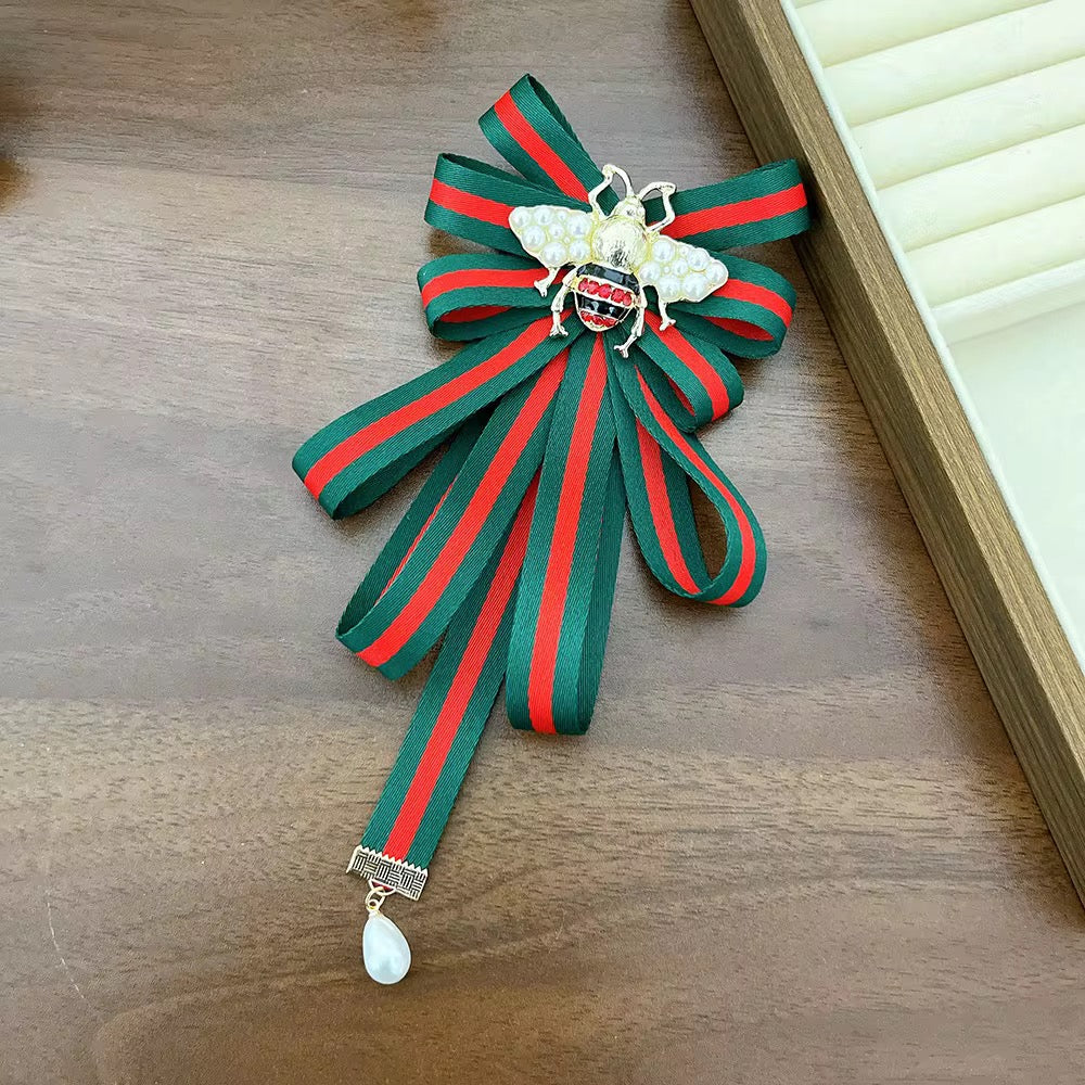 Vintage Style Fabric Bow Brooch