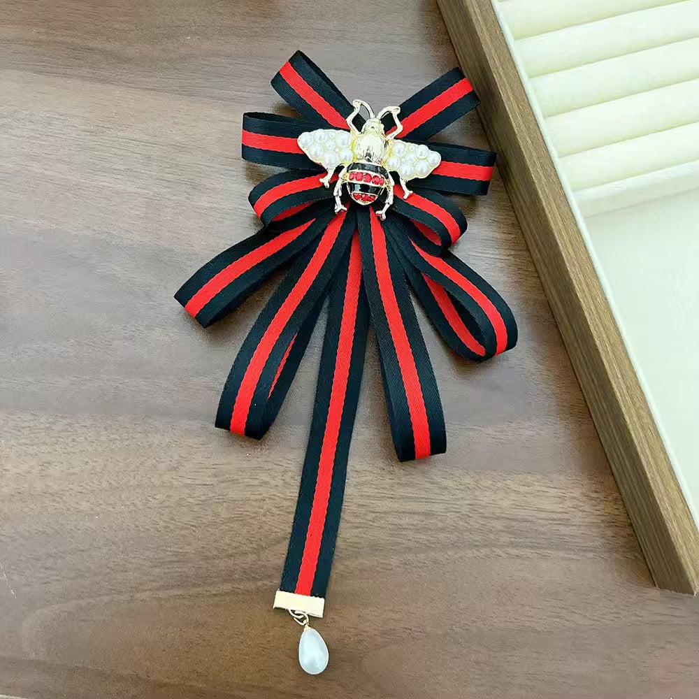 Vintage Style Fabric Bow Brooch