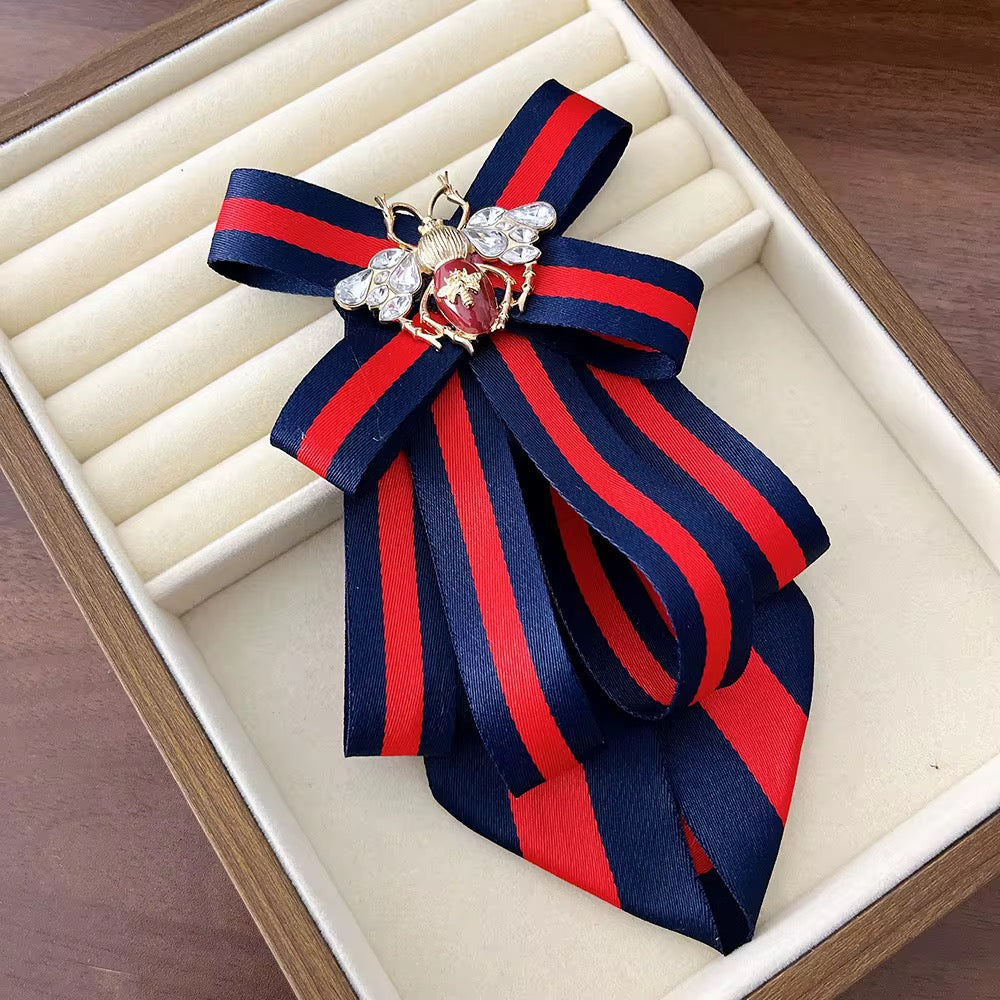 Vintage Style Fabric Bow Brooch