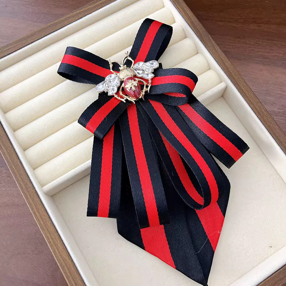 Vintage Style Fabric Bow Brooch