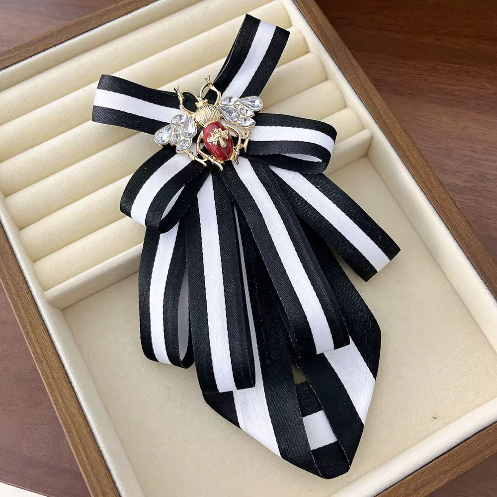 Vintage Style Fabric Bow Brooch