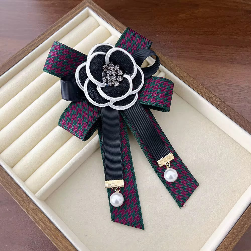 Vintage Style Fabric Bow Brooch