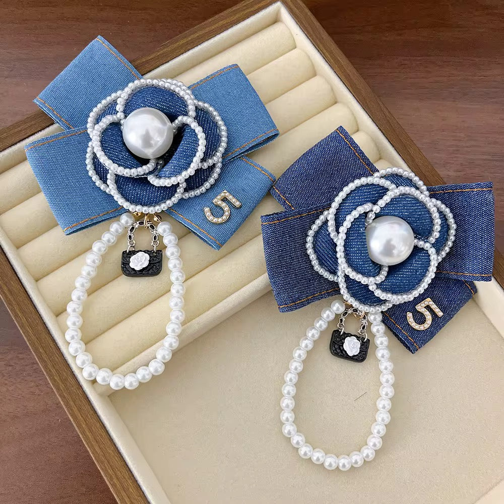 Vintage Style Fabric Bow Brooch