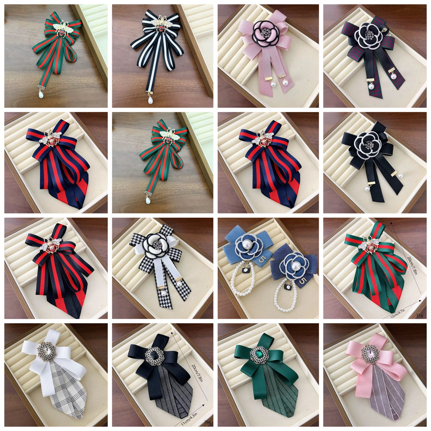 Vintage Style Fabric Bow Brooch