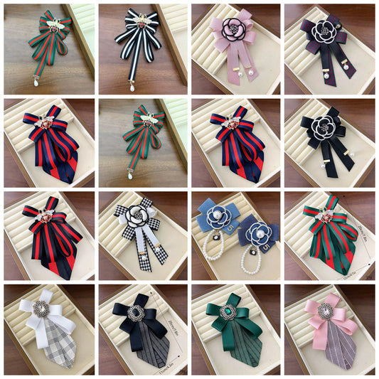 Vintage Style Fabric Bow Brooch