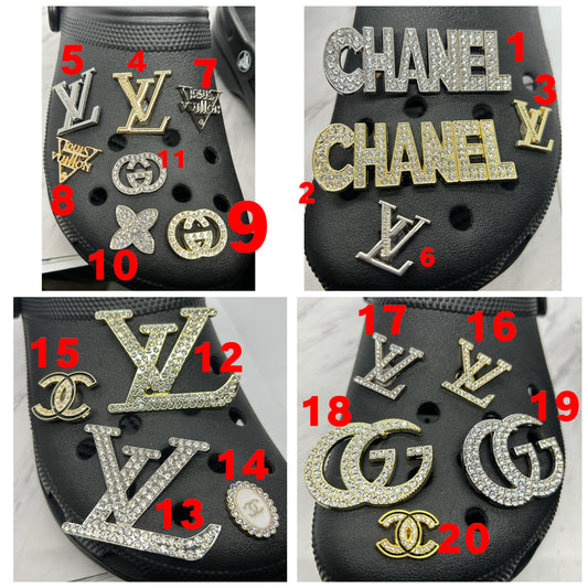 LV Crystal Designer Shoe Charms